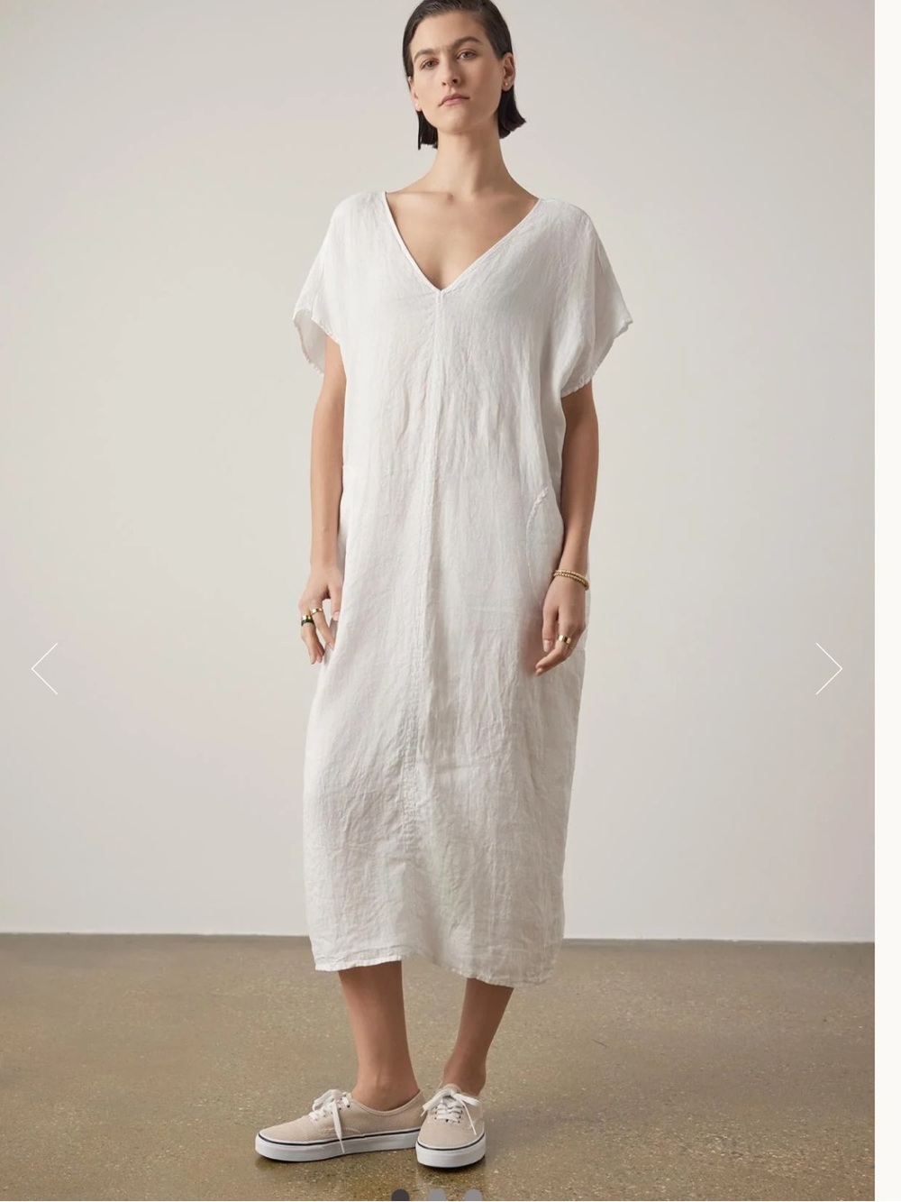 Velvet by Graham & Spencer White Linen V-Neck kaftan L